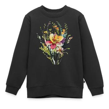 Blumenstrauß Blumenwiese Bunt - Kinder Premium Organic Sweatshirt - Schwarz - Vorne - AI Model Kid Female (0cm)