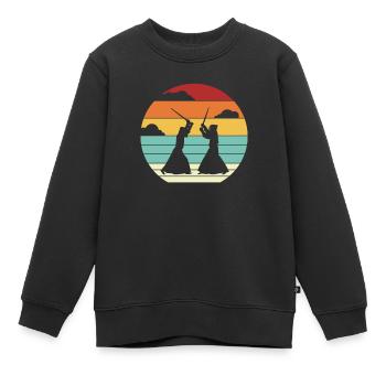 Retro Kenjutsu Kata Shinai Samurai Kendo - Kinder Premium Organic Sweatshirt - Schwarz - Vorne - AI Model Kid Female (0cm)