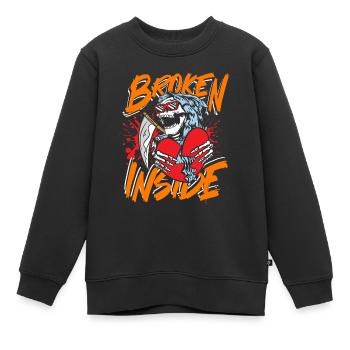 Cassé à l’intérieur - Sweat Premium enfant bio - noir - Devant - AI Model Kid Female (0cm)