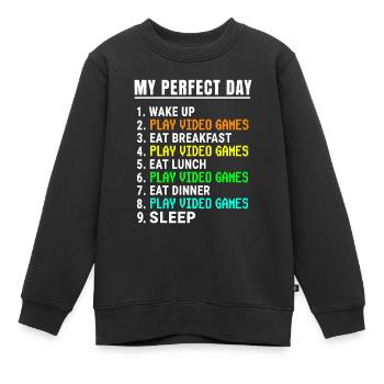 Mein perfekter Tag Videospiele - Kinder Premium Organic Sweatshirt - Schwarz - Vorne - AI Model Kid Female (0cm)