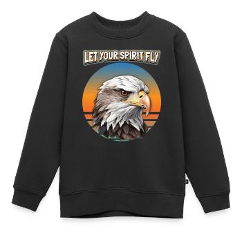 Motif d’aigle, Illustration d’aigle, dicton - Sweat Premium enfant bio - noir - Devant - AI Model Kid Female (0cm)