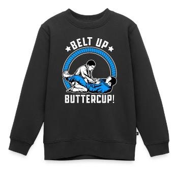 Belt Up Buttercup Brazilian Jiu-Jitsu - Kids Premium Organic Sweatshirt - black - Front - AI Model Kid Female (0cm)