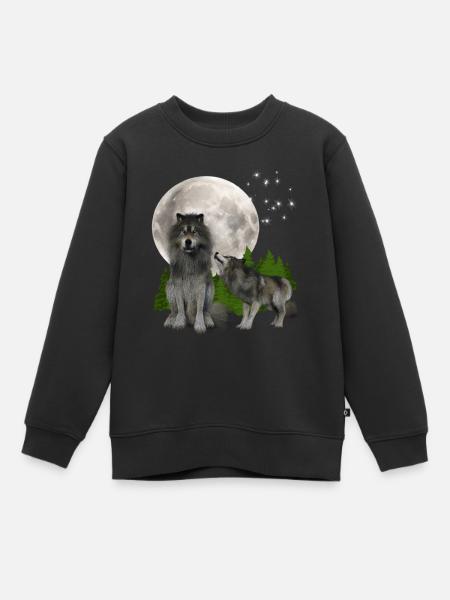 Loup cadeaux - Loup Tshirt - Sweat Premium enfant bio - noir
