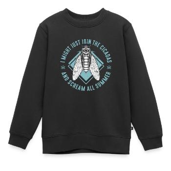 Cigales Je pourrais bien rejoindre l’entomologiste des cigales - Sweat Premium enfant bio - noir - Devant - AI Model Kid Female (0cm)
