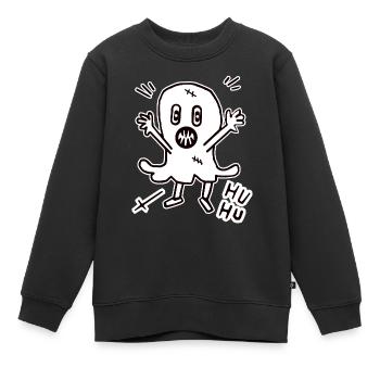 Halloween Geist Gespenst Mitternacht gruselig Kind - Kinder Premium Organic Sweatshirt - Schwarz - Vorne - AI Model Kid Female (0cm)