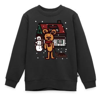 Teddy Snowfall Noël cadeau traîneau Kid - Sweat Premium enfant bio - noir - Devant - AI Model Kid Female (0cm)