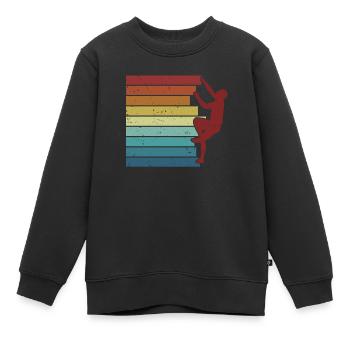 Retro Bouldern Speedklettern Sportklettern - Kinder Premium Organic Sweatshirt - Schwarz - Vorne - AI Model Kid Female (0cm)
