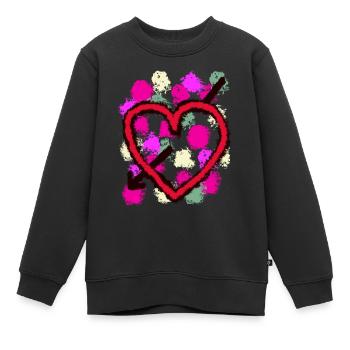 Valentin Valentinstag Herz Herzen Pfeil Liebe Ehe - Kinder Premium Organic Sweatshirt - Schwarz - Vorne - AI Model Kid Female (0cm)