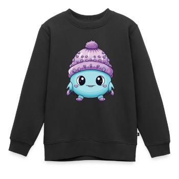 Erkältung Winter Virus Comic - Kinder Premium Organic Sweatshirt - Schwarz - Vorne - AI Model Kid Female (0cm)