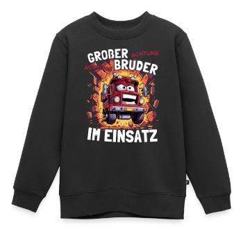 Feuerwehr - Großer Bruder Im Einsatz Feuerwehauto - Kinder Premium Organic Sweatshirt - Schwarz - Vorne - AI Model Kid Female (0cm)