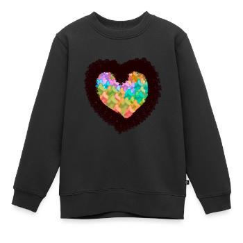 nature, amoureux de la nature, coeur, sapins, arbres, forêt - Sweat Premium enfant bio - noir - Devant - AI Model Kid Female (0cm)
