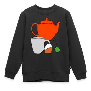 Jouissance Thé Boisson Théière Sachet De Thé Tasse Soif - Sweat Premium enfant bio - noir - Devant - AI Model Kid Female (0cm)