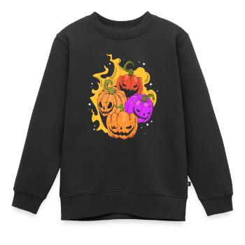 Citrouille d’Halloween Citrouilles d’Halloween - Sweat Premium enfant bio - noir - Devant - AI Model Kid Female (0cm)