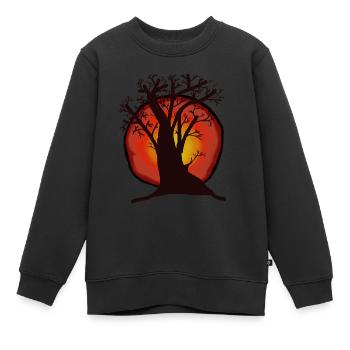 Arbre, Soleil, Coucher De Soleil, Rayons De Soleil, Forêt - Sweat Premium enfant bio - noir - Devant - AI Model Kid Female (0cm)