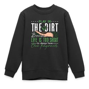 Botanique jouer dans la saleté parce que la plantation botanique - Sweat Premium enfant bio - noir - Devant - AI Model Kid Female (0cm)