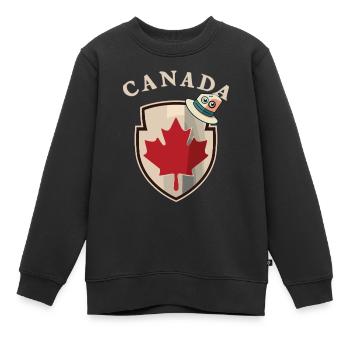 Armoiries du Canada avec chapeau avec yeux - Sweat Premium enfant bio - noir - Devant - AI Model Kid Female (0cm)