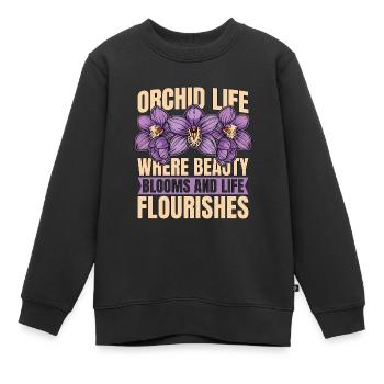 La vie des orchidées où la beauté fleurit et les plantes d’orchidées - Sweat Premium enfant bio - noir - Devant - AI Model Kid Female (0cm)