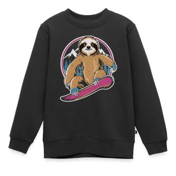 Sensation de snowboard : le paresseux cool - Sweat Premium enfant bio - noir - Devant - AI Model Kid Female (0cm)