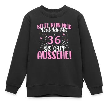 Bitte kein Neid weil ich mit 36 so gut aussehe! - Kinder Premium Organic Sweatshirt - Schwarz - Vorne - AI Model Kid Female (0cm)