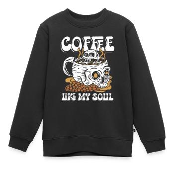 Kaffee wie meine Seele | Schädel Morgendliches Erwachen - Kinder Premium Organic Sweatshirt - Schwarz - Vorne - AI Model Kid Female (0cm)