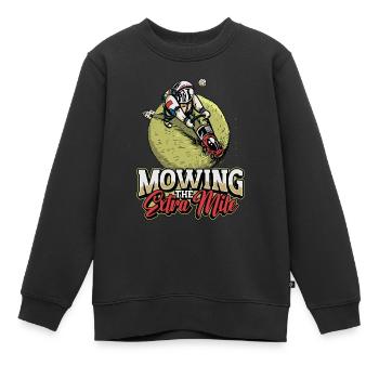 Tondeuse déplaçant le jardinier tondeur de pelouse Extra Mile - Sweat Premium enfant bio - noir - Devant - AI Model Kid Female (0cm)