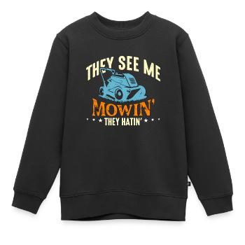 Tondeuse, ils me voient tondre, ils détestent tondre la pelouse - Sweat Premium enfant bio - noir - Devant - AI Model Kid Female (0cm)