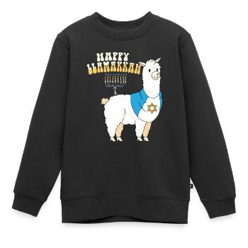 Happy Llamakkah Hanukkah Jewish Chrismukkah Llama - Kinder Premium Organic Sweatshirt - Schwarz - Vorne - AI Model Kid Female (0cm)