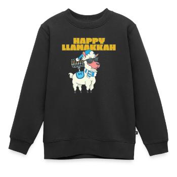 Happy Llamakkah Hanukkah Jewish Chrismukkah Llama - Kinder Premium Organic Sweatshirt - Schwarz - Vorne - AI Model Kid Female (0cm)
