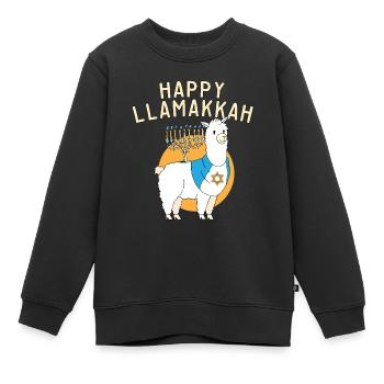Jewish Hanukkah Happy Llamakkah Chrismukkah Llama - Kinder Premium Organic Sweatshirt - Schwarz - Vorne - AI Model Kid Female (0cm)