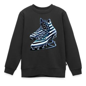American football cleats studs USA flag street art - Kinder Premium Organic Sweatshirt - Schwarz - Vorne - AI Model Kid Female (0cm)