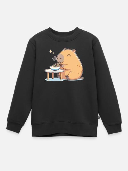 süße Capybara isst Ramen Nudeln Capybaras Ramen - Kinder Premium Organic Sweatshirt - Schwarz