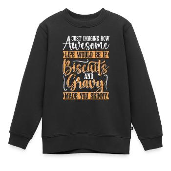 Biscuits et sauce Imaginez comment l’amateur de sauce - Sweat Premium enfant bio - noir - Devant - AI Model Kid Female (0cm)