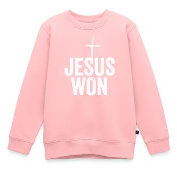 Jesus Won Religious Christian Jesus Holy Cross - Kinder Premium Organic Sweatshirt - Rosa - Vorne - AI Model Kid Female (0cm)