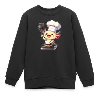 Breakfast Fry Axolotl Cook - Kids Premium Organic Sweatshirt - black - Front - AI Model Kid Female (0cm)