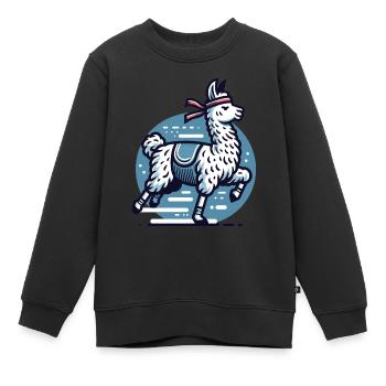 Jogger Lama : Sportif sur la route - Sweat Premium enfant bio - noir - Devant - AI Model Kid Female (0cm)