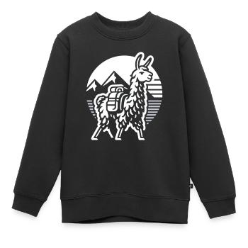 Schlichtes Berglama: Abenteuer Pur - Kinder Premium Organic Sweatshirt - Schwarz - Vorne - AI Model Kid Female (0cm)