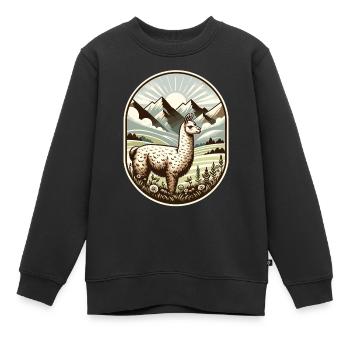 Lama-Trek: Wandern mit Aussicht - Kinder Premium Organic Sweatshirt - Schwarz - Vorne - AI Model Kid Female (0cm)