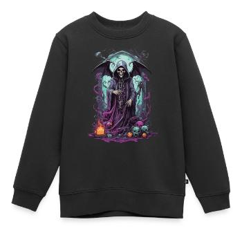 Grim Reaper Skull Gothic Okkult Design - Kinder Premium Organic Sweatshirt - Schwarz - Vorne - AI Model Kid Female (0cm)