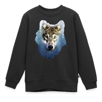 Wolf - Kinder Premium Organic Sweatshirt - Schwarz - Vorne - AI Model Kid Female (0cm)