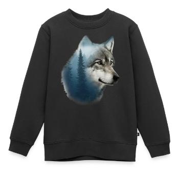 Wolf - Kinder Premium Organic Sweatshirt - Schwarz - Vorne - AI Model Kid Female (0cm)
