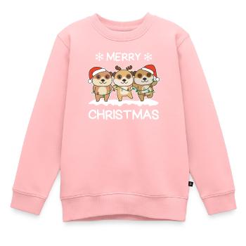 Joyeux Noël Suricate Veille de Noël - Sweat Premium enfant bio - rose - Devant - AI Model Kid Female (0cm)