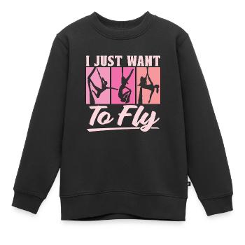 Acrobate aérienne Je veux juste voler Air Yoga Acrobates aériens - Sweat Premium enfant bio - noir - Devant - AI Model Kid Female (0cm)