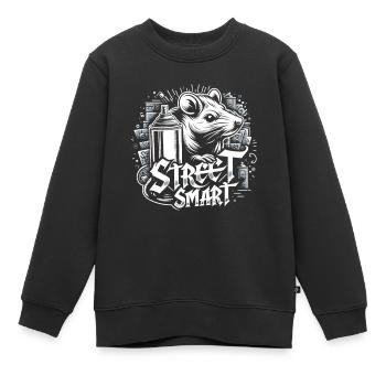 Rat urbain : pulvérisateur d’asphalte - Sweat Premium enfant bio - noir - Devant - AI Model Kid Female (0cm)