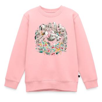 Rat urbain : Maître du mur de graffiti - Sweat Premium enfant bio - rose - Devant - AI Model Kid Female (0cm)