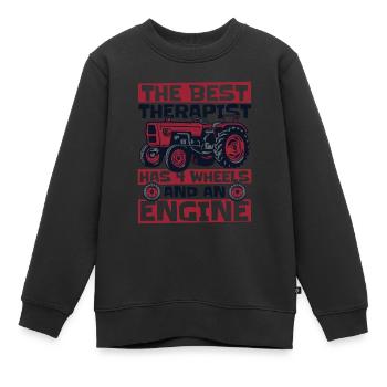 The Best Therapist Has 4 Wheels Bauer Biobauer - Kinder Premium Organic Sweatshirt - Schwarz - Vorne - AI Model Kid Female (0cm)