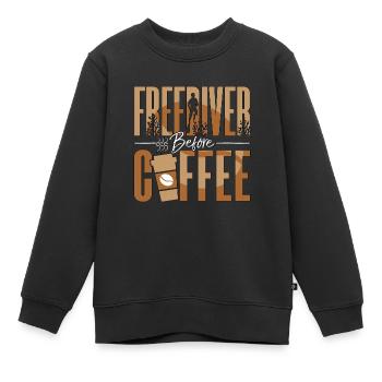 Freediving Freediver Before Coffee Diving Lover - Kinder Premium Organic Sweatshirt - Schwarz - Vorne - AI Model Kid Female (0cm)