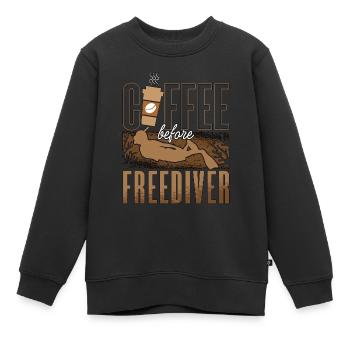 Freediving Coffee Before Apnea Diver Coffee Lover - Kinder Premium Organic Sweatshirt - Schwarz - Vorne - AI Model Kid Female (0cm)