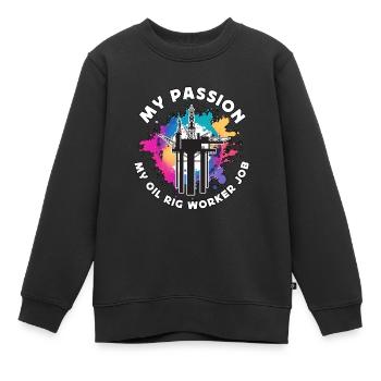 Ouvrier de plate-forme pétrolière Ma passion Mon industrie pétrolière Champ pétrolifère - Sweat Premium enfant bio - noir - Devant - AI Model Kid Female (0cm)
