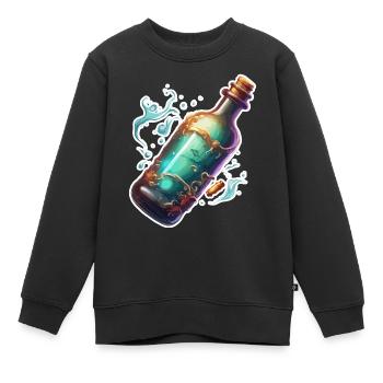Bouteille magique / Bouchon de liège / eau / bande dessinée - Sweat Premium enfant bio - noir - Devant - AI Model Kid Female (0cm)