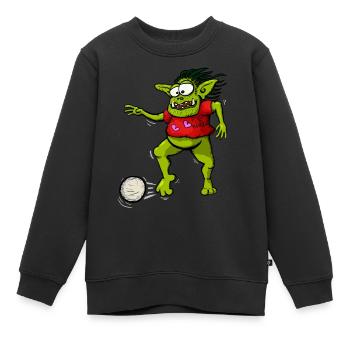 Kobold spielt Fußball - Kinder Premium Organic Sweatshirt - Schwarz - Vorne - AI Model Kid Female (0cm)